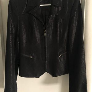 Black Leather Suede Jacket/ Blazer - high shine